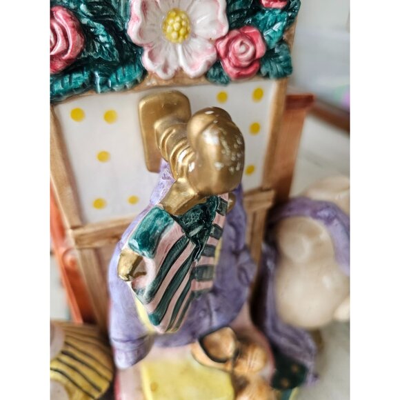 Fitz Floyd cotton tailors Easter AS IS vase 1995 RARE‎ vintage centerpiece as is - Picture 16 of 16